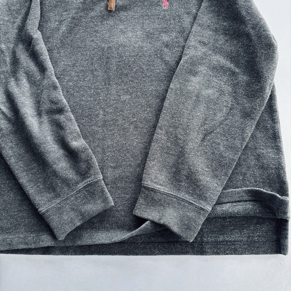 Ralph Lauren Dark Charcoal Gray Quarter-Zip Polo with Red Pony Logo - Picture 5 of 16
